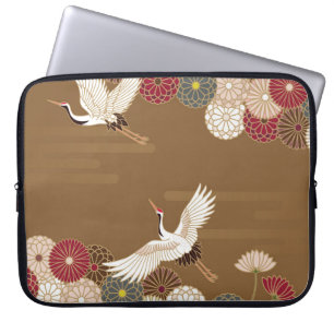 Krane und Chrysanthemen Japanische traditionelle P Laptopschutzhülle