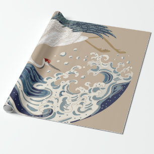 Krane und japanische Wave Illustration. Traditione Geschenkpapier