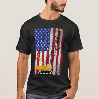 Kranführer Heavy Machinery Usa American Flag T-Shirt