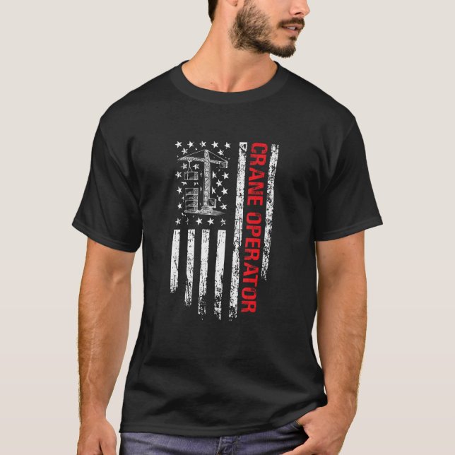 Kranführer US-Flagge  Kranführer T-Shirt (Vorderseite)