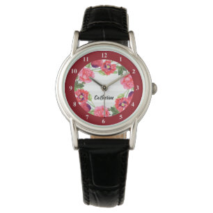 Krängungszirkel der Blume Rot und Rosa Armbanduhr