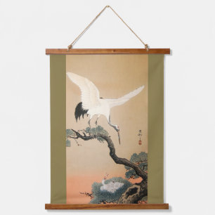 Kranich auf Kiefernbaum, Koson, Ukiyo-e Wandteppich Mit Holzrahmen