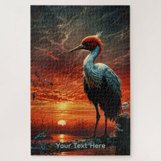 Kranich bei rotem Sonnenuntergang Wildlife & Natur Puzzle