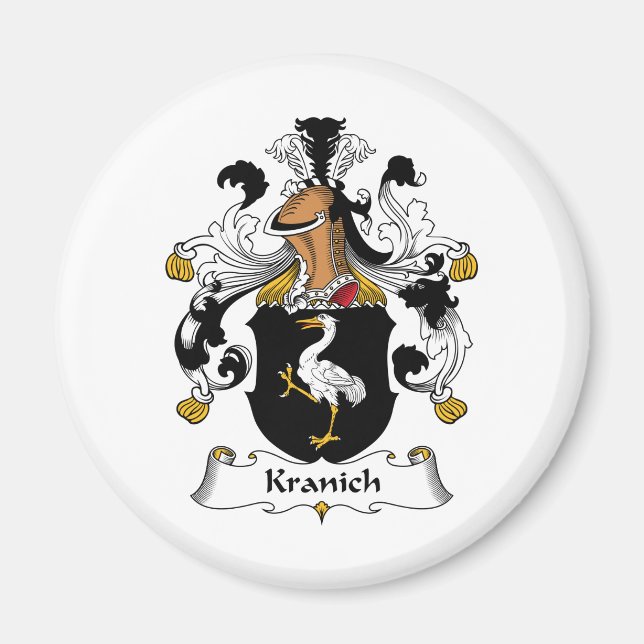 Kranich Familienwappen Magnet (Vorne)