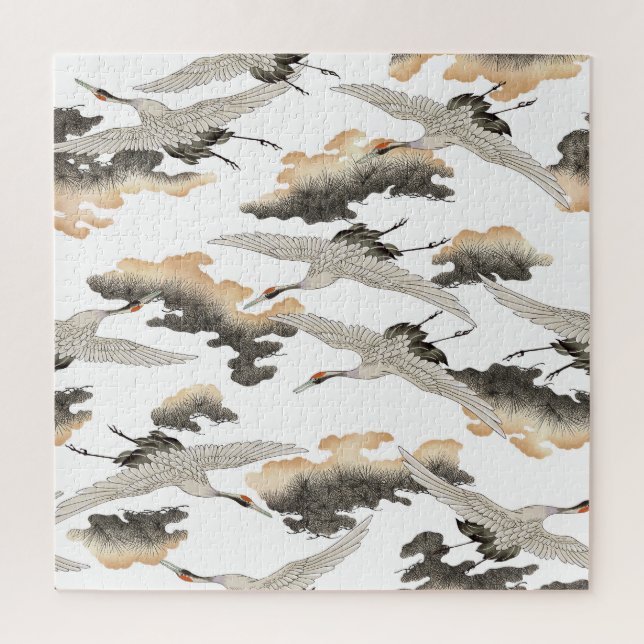 Kranich im japanischen Stil: elegantes Design. Puzzle (Vertikal)