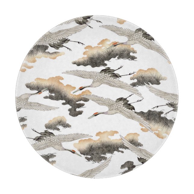 Kranich im japanischen Stil: elegantes Design. Schneidebrett (Vorderseite)