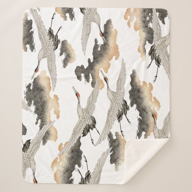 Kranich im japanischen Stil: elegantes Design. Sherpadecke (Vorderseite)