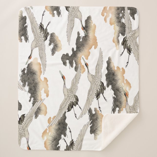 Kranich im japanischen Stil: elegantes Design. Sherpadecke (Vorderseite)
