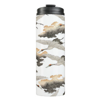 Kranich im japanischen Stil: elegantes Design. Thermosbecher