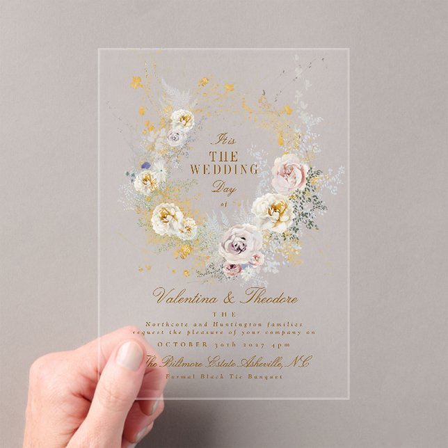 Kranich-Kranz-Hochzeitsboho Acryleinladungen (Insitu (Handheld))