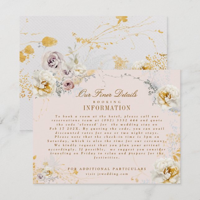 Kranich-Kranz-Hochzeitsboho Begleitkarte (Vorne/Hinten)