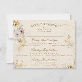 Kranich-Kranz-Hochzeitsboho RSVP Karte