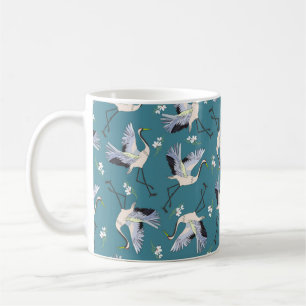Kranich, Muster, Abbildung der Blume fliegender Vö Kaffeetasse