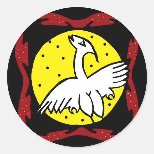 Kranich- und Mondaufkleber Runder Aufkleber (Vorderseite)