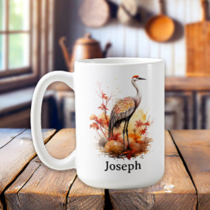 Kranich Vogel Herbst Wildlife Aquarell Kaffeetasse
