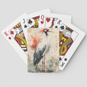 Kranichblüten-Tuschewaschung (1) Spielkarten
