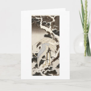 Kraniche auf einer Kiefer, Hokusai, 1832 Karte