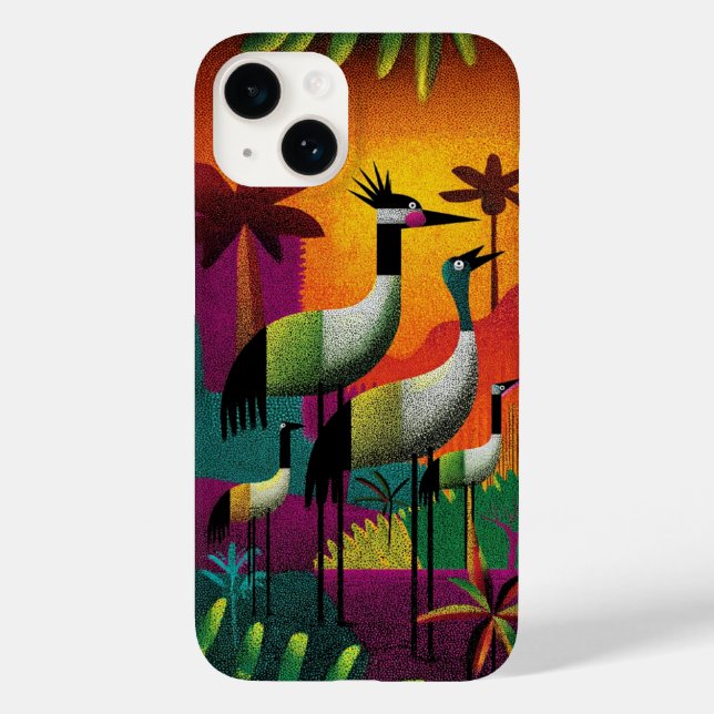 Kraniche Jungle Pop Handy Case (Rückseite)