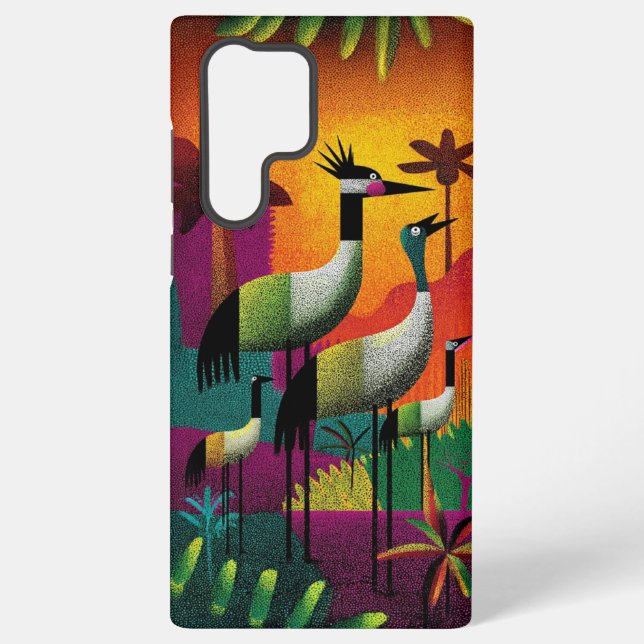 Kraniche Jungle Pop Handy Case Samsung Galaxy Hülle (Rückseite)