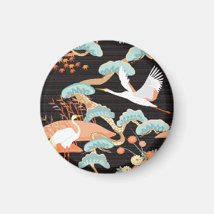 Kraniche, Reiher: Japanisches Vogelmuster. Magnet