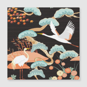 Kraniche, Reiher: Japanisches Vogelmuster. Magnetkarte