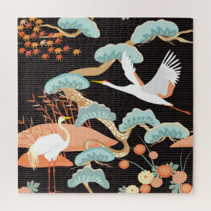 Kraniche, Reiher: Japanisches Vogelmuster. Puzzle