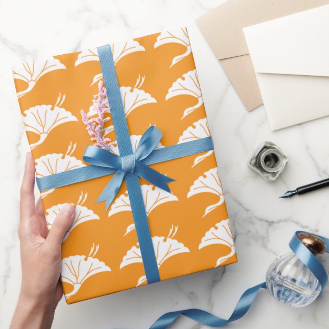 Kranichförmiges Ginkoblatt Geschenkpapier (Schenken)