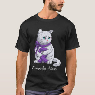Kraniosynostose-Bewusstseinsmonat Lila Band Katze T-Shirt