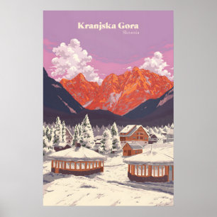 Kranjska Gora Slowenien Skigebiet Reiseplakat Poster
