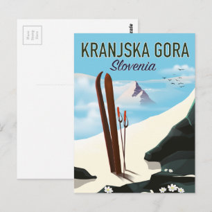 Kranjska Gora Slowenien Skiplakat Postkarte