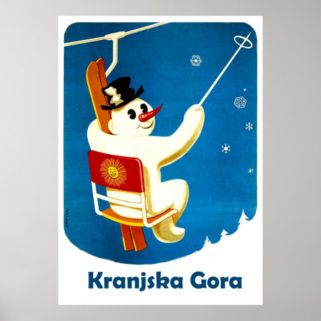 Kranjska Gora, Slowenien, Snowman auf dem Skilift Poster (Vorne)