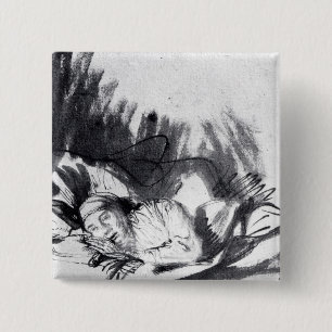 Kranke Frau in einem Bett, möglicherweise Saskia Button