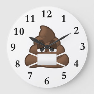 Kranke Maske kacken Emoji Große Wanduhr