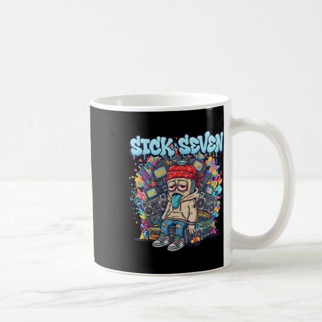 Kranke Sieben 67 Graffiti-Meme Sechs Sieben Spaß-S Kaffeetasse (Rechts)