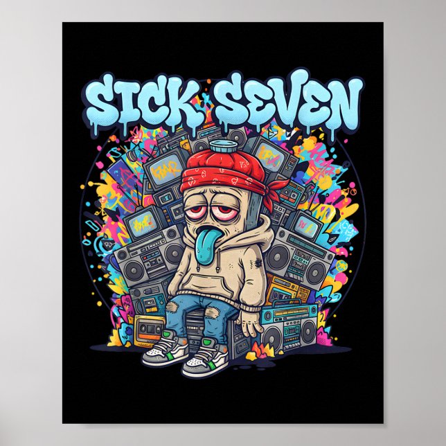 Kranke Sieben 67 Graffiti-Meme Sechs Sieben Spaß-S Poster (Vorne)