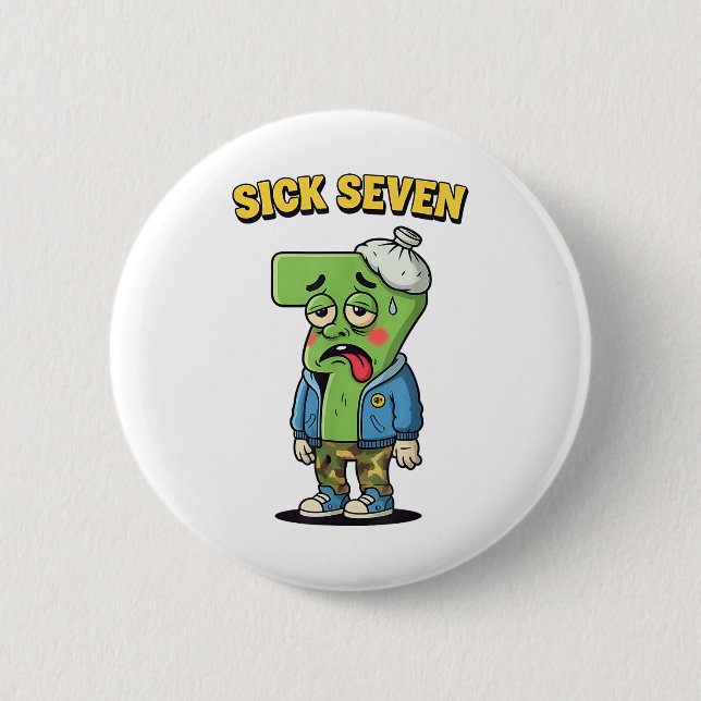 Kranke Sieben Lustiges Meme Trending 6 7 Halloween Button (Vorderseite)