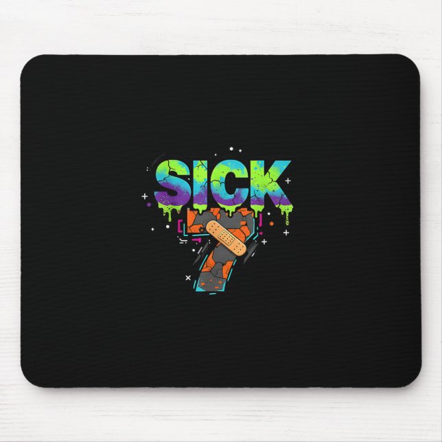 Kranke Sieben Meme Graffiti Tropf Spaß Wortspiel  Mousepad (Vorne)