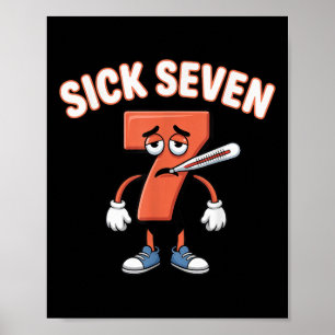 Kranke Sieben Meme T-Shirt Sechs Sieben Lustiger W Poster