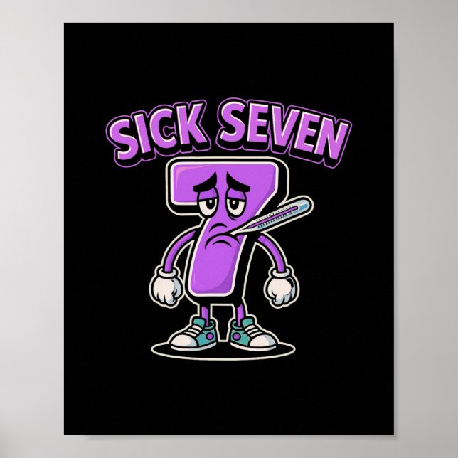 Kranke Sieben Meme Tee Sechs Sieben Lustiger Wortw Poster (Vorne)