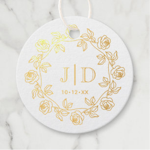 Kranke von Rose Zwei erste Hochzeitmongramm CO2 Geschenkanhänger