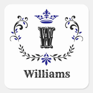 Kranken Krönchen Monogramm 'W' Quadratischer Aufkleber