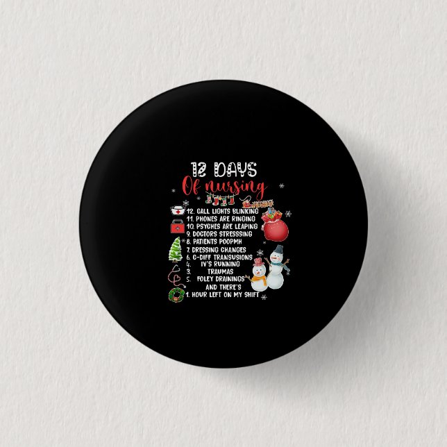 Krankengeschenk 12 Tage Krankenpflege Button (Vorderseite)
