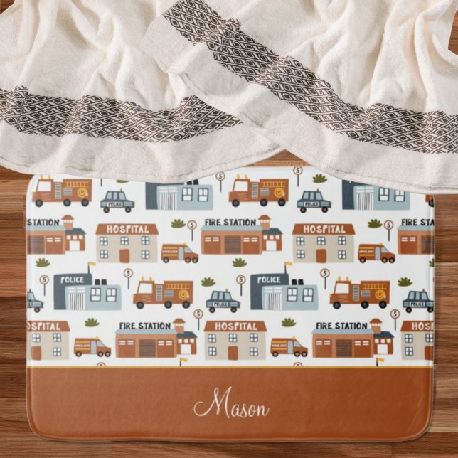 Krankenhaus, Feuer, Polizeistadtmuster für Kinder Badematte (Von Creator hochgeladen)