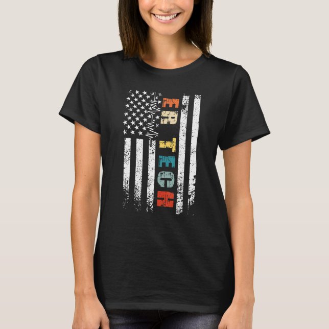 Krankenhaus-Notfall-Techniker US-Flagge T-Shirt (Vorderseite)