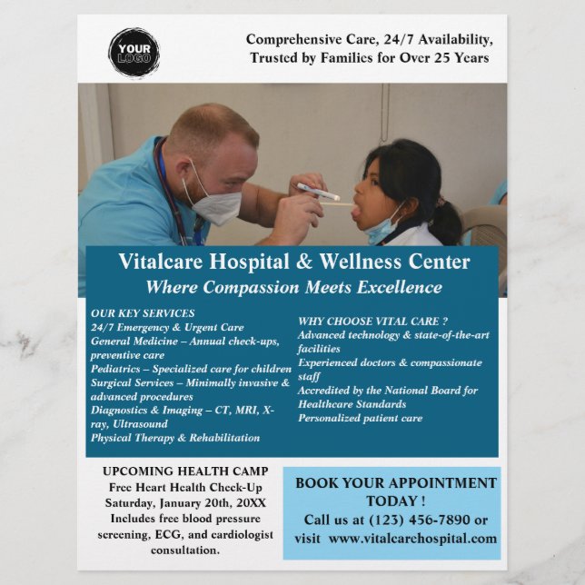 Krankenhaus oder klinisches Marketing Flyer (Vorne)