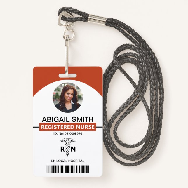 Krankenhaus RN Mitarbeiter caduceus terracotta Fot Ausweis (Vorderseite mit Schlüsselband)