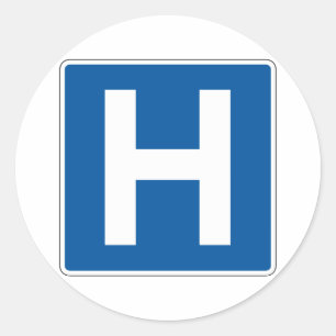 Krankenhaus-Straßenschild Runder Aufkleber