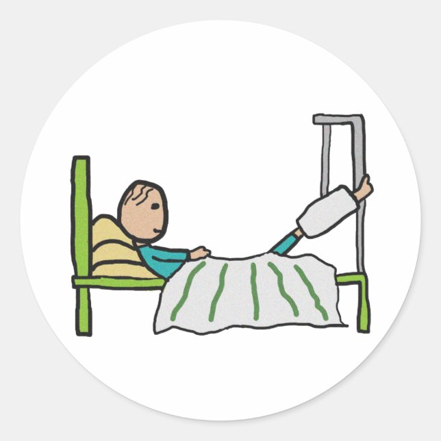 Krankenhausbett Runder Aufkleber (Vorderseite)