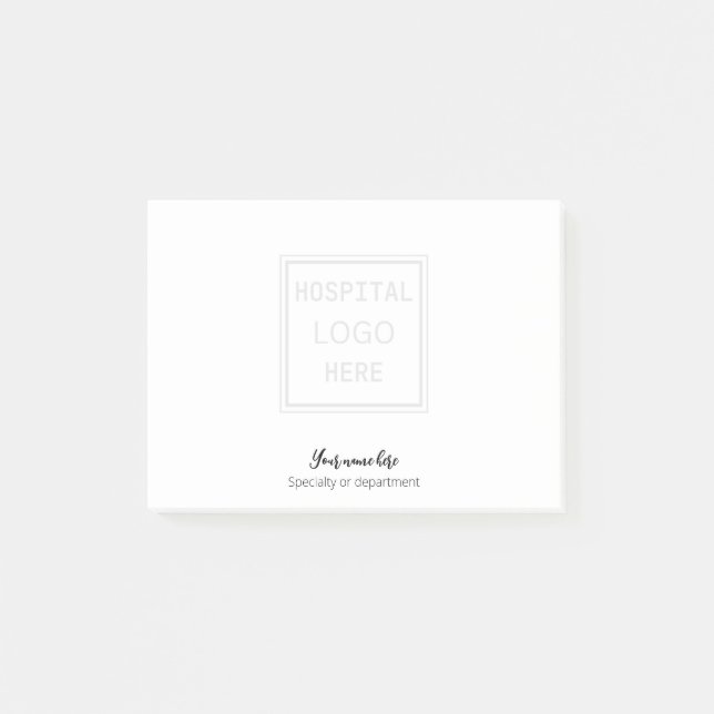 Krankenhauslogo & Name der Abteilung Arztpost Post-it Klebezettel (Vorderseite)