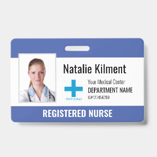 Krankenhausmitarbeiter Foto Name Logo Blau Schwarz Ausweis